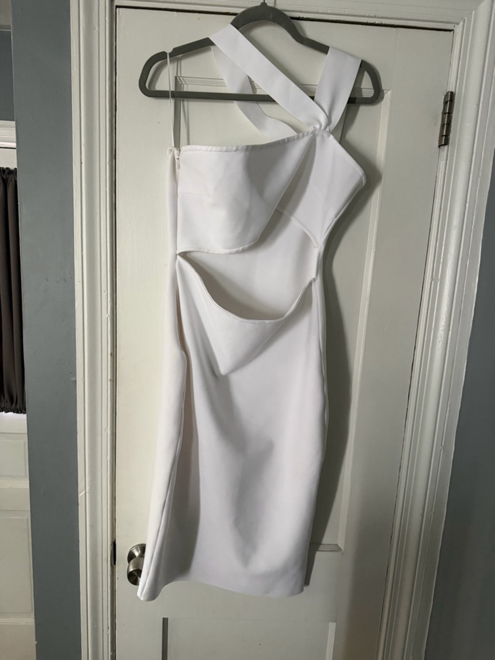 Fashion Nova White Asymmetrical Cutout Midi Dress